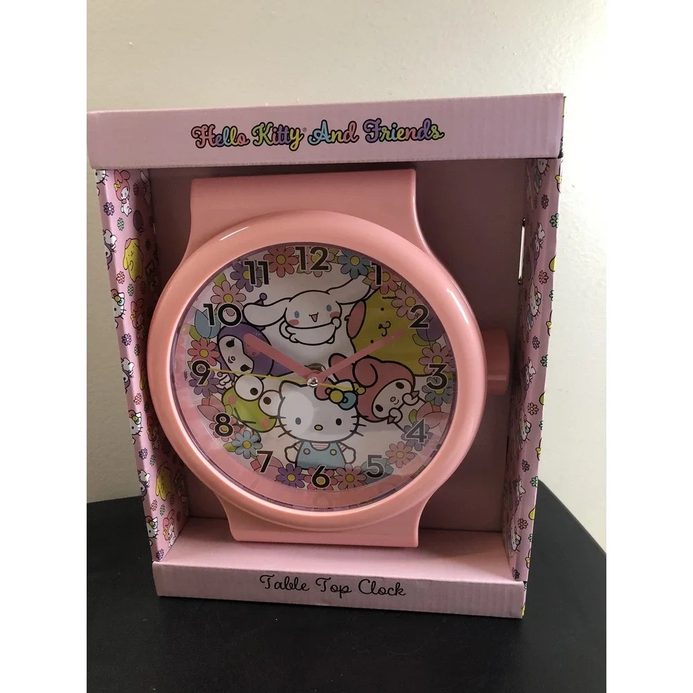 Sanrio Hello Kitty Friends Pink Tabletop Clock Desk Decor NIB